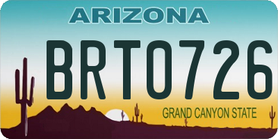 AZ license plate BRT0726