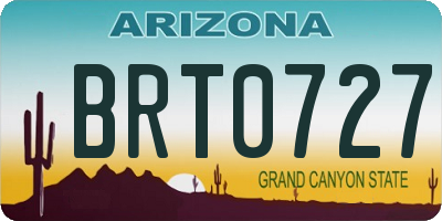 AZ license plate BRT0727