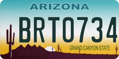 AZ license plate BRT0734