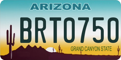 AZ license plate BRT0750
