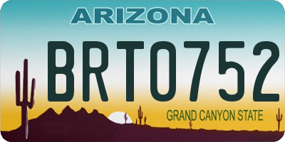 AZ license plate BRT0752