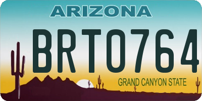 AZ license plate BRT0764