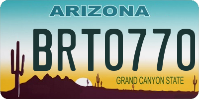 AZ license plate BRT0770