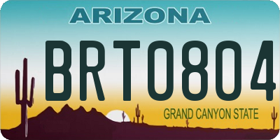 AZ license plate BRT0804