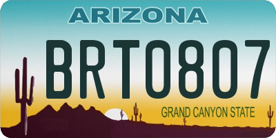 AZ license plate BRT0807
