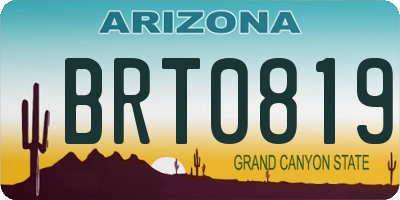 AZ license plate BRT0819