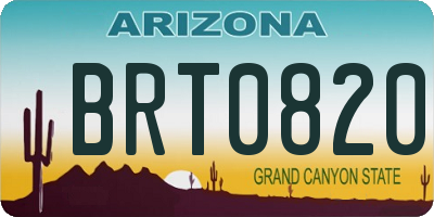 AZ license plate BRT0820