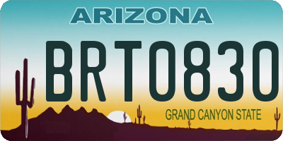 AZ license plate BRT0830