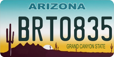 AZ license plate BRT0835