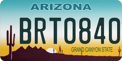 AZ license plate BRT0840
