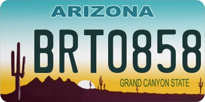 AZ license plate BRT0858