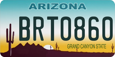 AZ license plate BRT0860