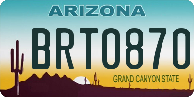 AZ license plate BRT0870