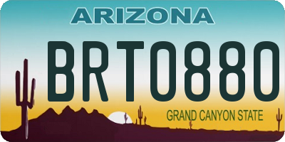 AZ license plate BRT0880