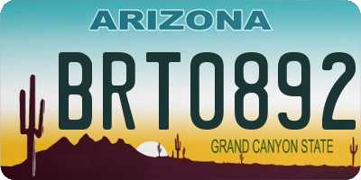 AZ license plate BRT0892