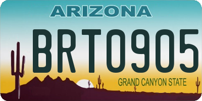 AZ license plate BRT0905