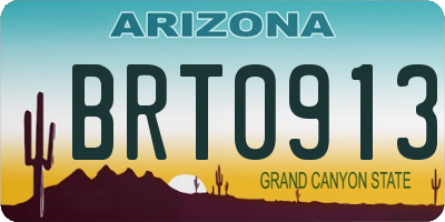 AZ license plate BRT0913