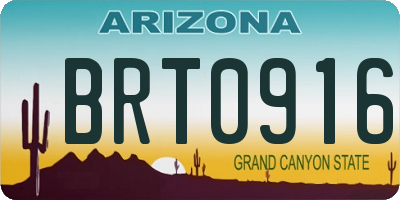 AZ license plate BRT0916