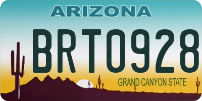 AZ license plate BRT0928