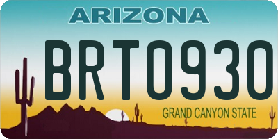 AZ license plate BRT0930