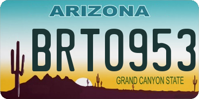 AZ license plate BRT0953