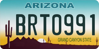 AZ license plate BRT0991