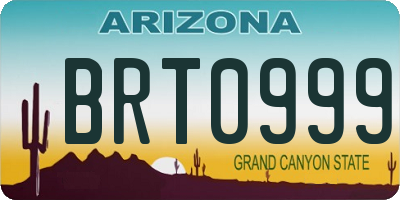 AZ license plate BRT0999