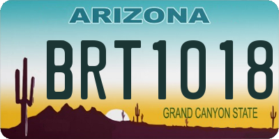 AZ license plate BRT1018