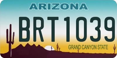 AZ license plate BRT1039