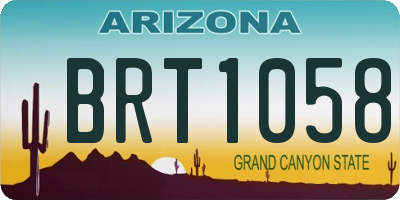 AZ license plate BRT1058