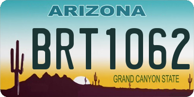 AZ license plate BRT1062