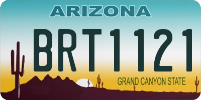 AZ license plate BRT1121