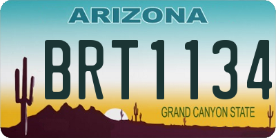AZ license plate BRT1134