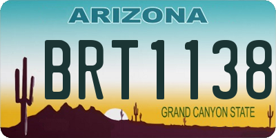 AZ license plate BRT1138