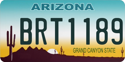 AZ license plate BRT1189