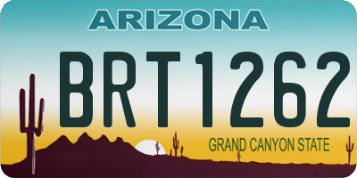 AZ license plate BRT1262