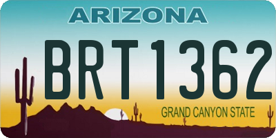 AZ license plate BRT1362