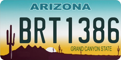 AZ license plate BRT1386