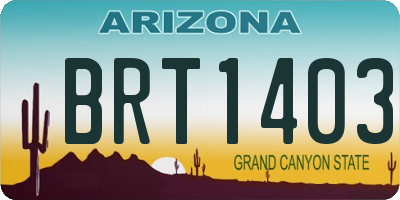 AZ license plate BRT1403
