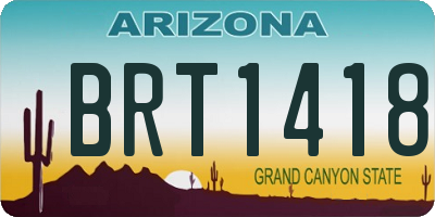 AZ license plate BRT1418