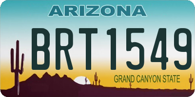 AZ license plate BRT1549