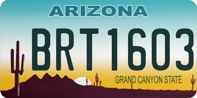 AZ license plate BRT1603