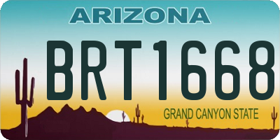 AZ license plate BRT1668