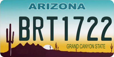 AZ license plate BRT1722
