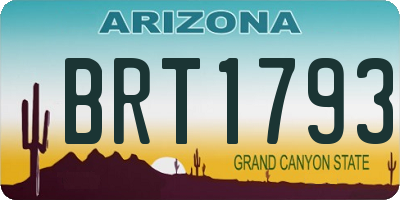 AZ license plate BRT1793