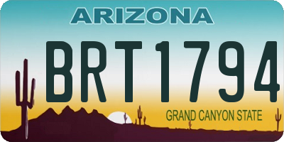 AZ license plate BRT1794