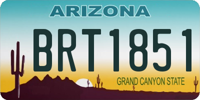 AZ license plate BRT1851
