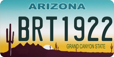 AZ license plate BRT1922