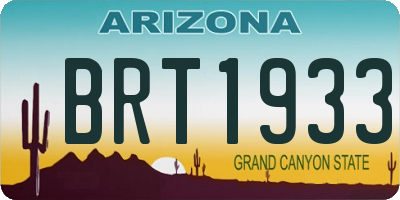 AZ license plate BRT1933