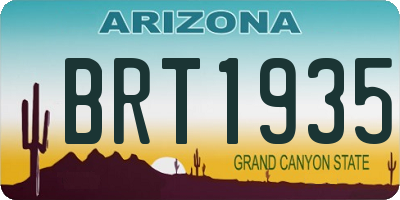 AZ license plate BRT1935